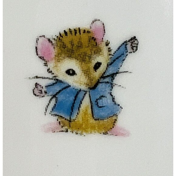 Mouse Party Straffordshire Amber Bone China Handled Cup 6 oz Pink Trim - Picture 5 of 8